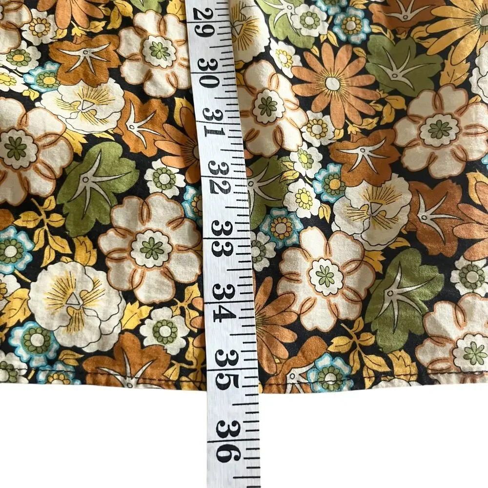 Zara Girls Floral Long Sleeve Pintucked V Neck Peasant Bohemian Dress Size 13-14